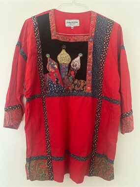 Vintage Russian Folklore Patchwork Tunic